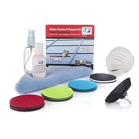 Glass Scratch Repair Kit GP-WIZ System, Removes Scratches, Surface Marks, Water Damage, Acid Etching, DIY Repair used with electric drill