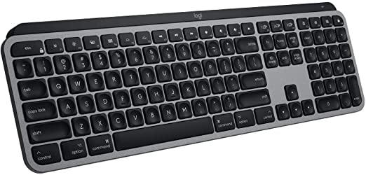 Logitech MX Keys Advanced Wireless Illuminated Keyboard for Mac, Tactile Responsive Typing, Backlit LED Keys, Bluetooth, USB-C, 10 Day Battery, Apple macOS, Metal Build - Grey