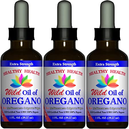Oregano Oil - Wild Mediterranean - ECO Certified Organic (3 Bottle Pack) Extra Strength 83% Carvacrol, Healthy-Health’s All Natural Food Grade Oil of Oregano, Non GMO 1 fl. Oz New Logo, Same Formula