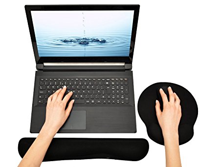 Keyboard and Mouse Wrist Rest Pads - Non-slip Rubber Base Soft Wrist Cushion Pad with Memory Foam (Black)