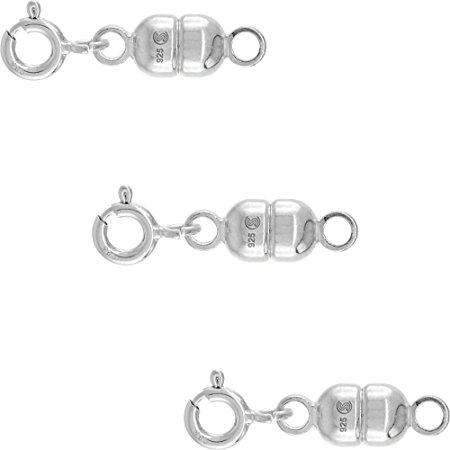 3 PACK Sterling Silver 5 mm Magnetic Clasp Converter for Necklaces Italy, medium size