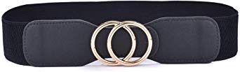 Beltox Women’s Elastic Stretch Wide Waist Belts w Double Rings Gold/Silver Buckle …