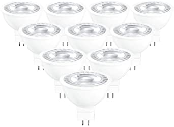 LumStory MR16 LED Bulbs Cool White 5000K 12V GU5.3 Bipin Base Non-Dimmable 50W Equivalent Halogen Bulbs 5W LED Replacement for Landscape Track Lighting 10-Pack