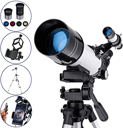 MAXLAPTER Refractive Astronomy Telescope, HD High Magnification, Dual-Use, Suitable for Adults or Children Beginners, Portable, Equipped with Tripod, Smartphone Adapter
