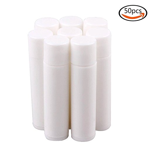 50 Pcs 3/16 Oz(5.5ml) White Sturdy Plastic Empty Lip Balm Tubes Containers with Lid Caps for Crayon Lipstick,chapstick,homemade Lip Balm,bpa Free Pack of 50