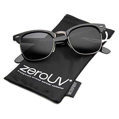 zeroUV Designer Inspired Classic Half Frame Horned Rim Sunglasses