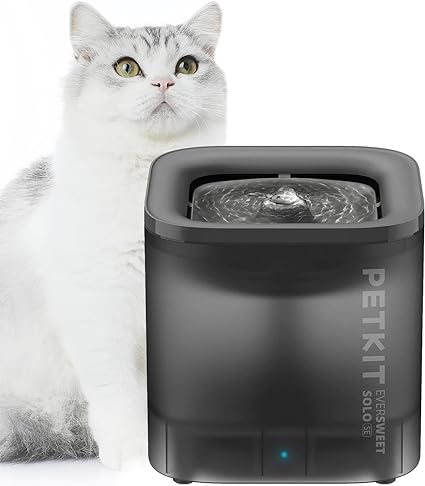 PETKIT Cat Water Fountain, EVERSWEET SOLO SE, 1.85L Ultra Quiet Cat Drinking Fountain, Activated Carbon Filter, Wireless Pump with Dry-Run Protection, Smart LED Light, Separate Base, Easy to Use
