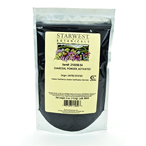Starwest Botanicals FOOD GRADE US Hardwood Activated Charcoal Powder, 4 Ounces (Pack of 2)