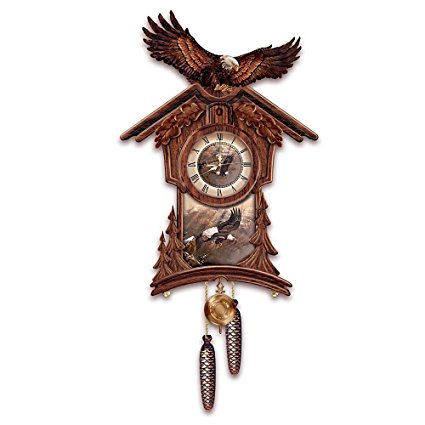Timeless Majesty Collectible Cuckoo Clock With Bald Eagle Art by The Bradford Exchange