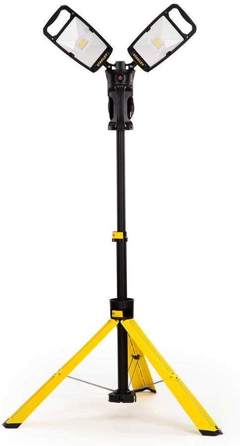 Stanley Led Work Light with Stand 7000-Lumen Portable Corded LED Portable Job Site Lighting 4000K 80W Indoor Outdoor Lighting