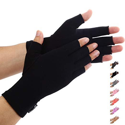 Duerer Arthritis Gloves Women Men-Compression Gloves for Pain Relief-RSI, Carpal Tunnel, Rheumatoid & Osteoarthritis Hand Gloves(DarkBlack, M)