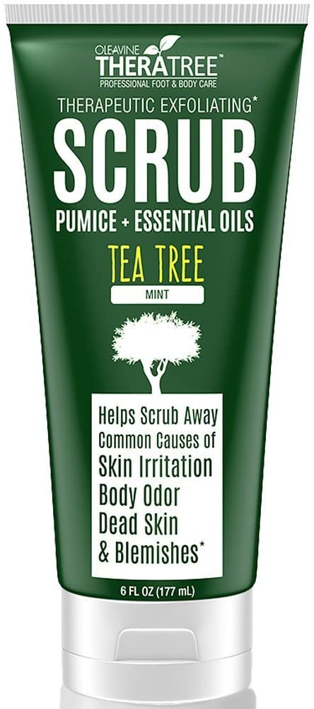 Tea Tree Oil Exfoliating Scrub with Activated Charcoal, Neem Oil & Natural Pumice