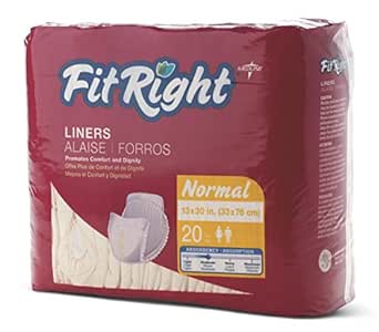 FitRight Extra Unisex Incontinence Liners, Moderate Absorbency, 13x30 Inches, Leak Protection & Odor Control, 20 Count