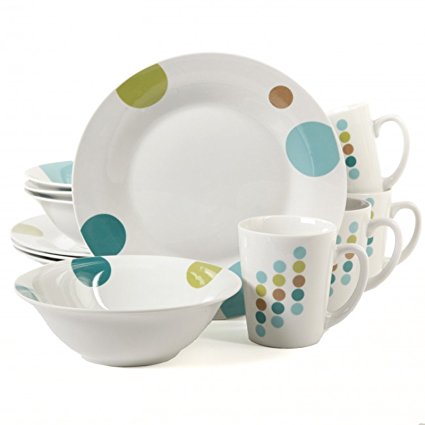 Gibson Home Retro Specks 12 Piece Dinnerware Set, White