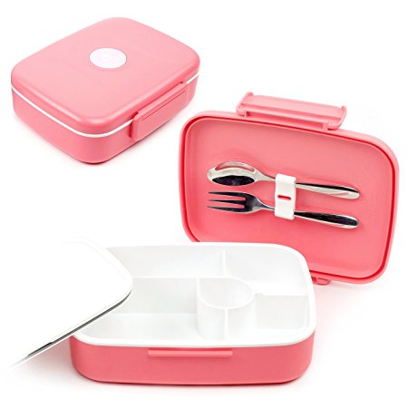 Bento Box with 5 Compartments for Adults and Kids, Leakproof Lunch Box Container (Pink)