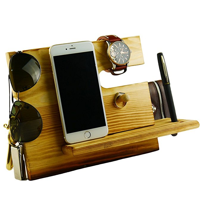 lieomo handmade Gift - phone, wallet, pens, rings, coins wood Organizer Men's Gift