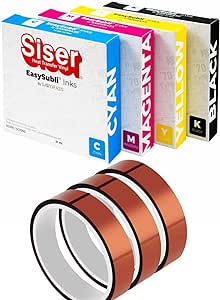 Sawgrass EASYSUBLI sublimation inks for SG500 / SG1000 Printer. Full set of 4 Easy Subli ink cartridges (CMYK) BUNDLE with 3 rolls SUBLIMAX brand HEAT TAPE- For Siser EasySubli Users.