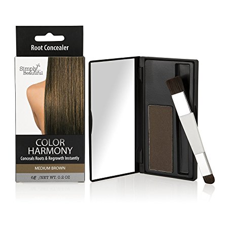 Color Harmony Root Touch Up Powder Conceals Grey Roots - Water Resistant, Non-Sticky, Simple To Apply and Mess-Free (Medium Brown)