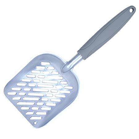 DIGIFLEX Cat Litter Poop Scoop - Large Metal Size Tray- for Scooping and Cleaning Litter Box – Long Handle