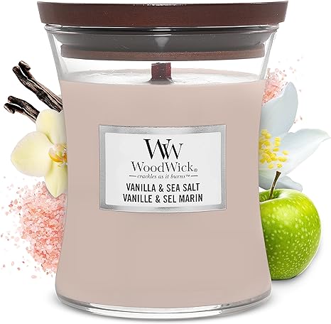 Woodwick Vanilla and Sea Salt Jar Candle, Medium