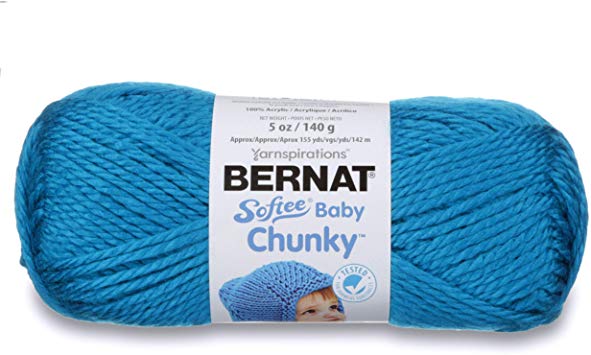 Bernat Softee Baby Chunky Yarn, Solid, 5 oz, Gauge 5 Bulky Chunky, Blue Lagoon