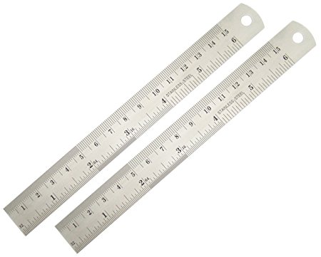 2 Count 6" Stainless Steel Ruler