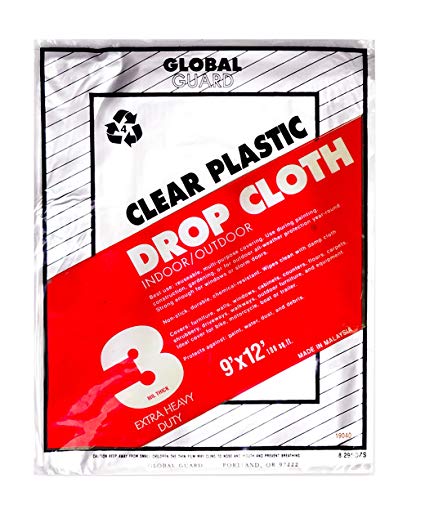 Premier 9' x 12' 3 MIL Clear Plastic Drop Cloth, 19040
