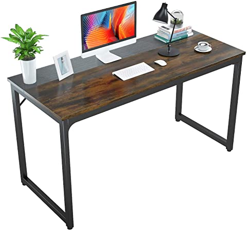 Foxemart Computer Desk 47 Inch Sturdy Office Table, Modern PC Laptop 47” Writing Study Gaming Desk for Home Office Workstation, Rustic Brown and Black