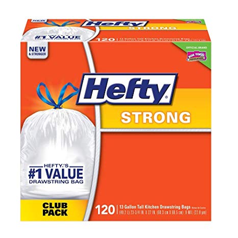 Hefty Strong Kitchen Trash Bags 13 Gallon Garbage Bags 120 Count