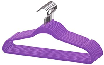 Sunbeam Velvet Slim Flocked Hangers, 10-Pack, Purple