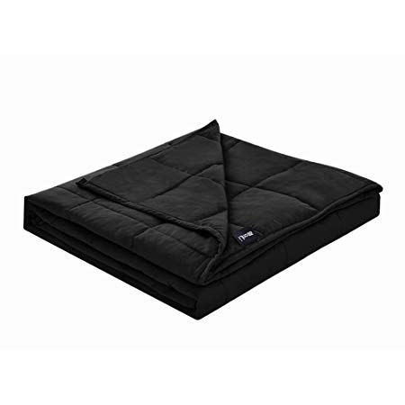 ZonLi Cotton Weighted Blanket 60"x80" Black 20lbs, Queen Size Cooling Weighted Blanket for Adults, Cotton with Glass Beads
