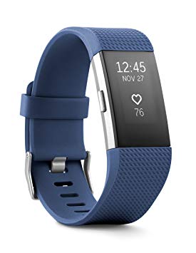 Fitbit Charge 2 Wireless Activity Tracker and Sleep Wristband (Blue/Silver)