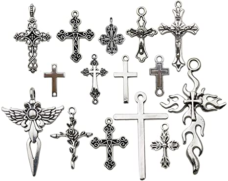 iloveDIYbeads 100g (About 42pcs) Craft Supplies Antique Silver Jesus Christ Cross Charms Pendants for Crafting, Jewelry Findings Making Accessory for DIY Necklace Bracelet (M266)