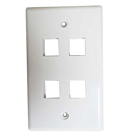 SF Cable, 4 Port Wall Plate for Keystone WHITE