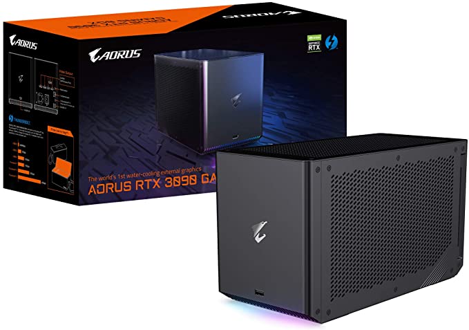 GIGABYTE AORUS RTX 3090 Gaming Box eGPU, WATERFORCE All-in-One Cooling System, Thunderbolt 3, GV-N3090IXEB-24GD External Graphics Card