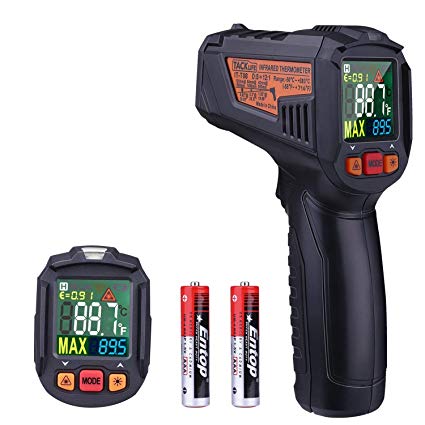 Temperature Gun, Tacklife Digital Laser Infrared Thermometer with Color LCD Screen, -58℉~716℉(-50℃~380℃), Alarm Setting, Ideal Gift for Father, Max/Hold Display | IT-T08