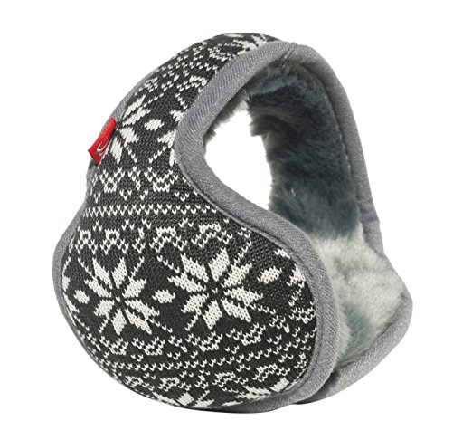 Mraw Unisex Woolen Yarn Little Snowflake Pattern Foldable/Adjustable Wrap around Earmuffs