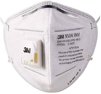 3M 9504INV Disposable Respirator FFP2 Face Mask With Filter, Non Woven Fabric, Exhalation Valve, Metal Nose Clip and Elastic Headband Disposable Anti Air Pollution Respirator (Pack of 10)