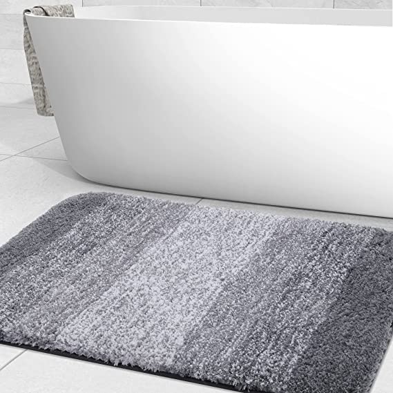 Olanly Luxury Bathroom Rug Mat, Extra Soft and Absorbent Microfiber Bath Rugs, Non-Slip Plush Shaggy Bath Carpet, Machine Wash Dry, Bath Mats for Bathroom Floor, Tub and Shower, 20x32, Grey