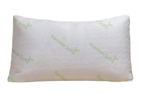 Bamboo Soft Poly Fill Pillow - Bamboo Pillow With Shredded Down Alternative and Stay Cool Cover (Queen)