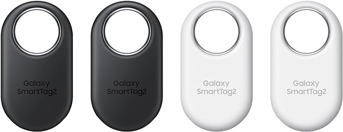 Samsung Galaxy SmartTag2 Bluetooth Tracker (4 Pack), Compass View AR, Find Lost Mode, 2 Black/2 White