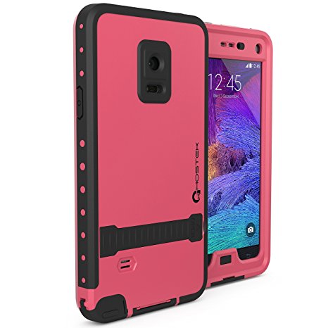 Note 4 Waterproof Case, Ghostek Atomic Pink Samsung Galaxy Note 4 Waterproof Case W/ Attached Screen Protector - Lifetime Warranty - Galaxy Note 4 Slim Fitted Waterproof Shock proof Dust proof Dirt proof Snow proof Hard Shell Cover Case for Galaxy Note 4 GHOCAS214