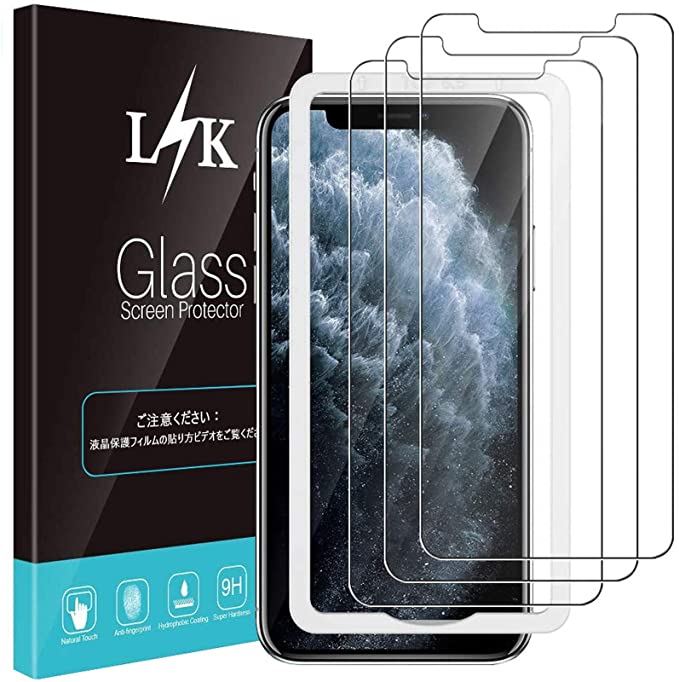 3 Pack LϟK Screen Protector compatible for iPhone 11 Pro max and iPhone Xs Max 6.5 - inch Frame-Installation Tempered-Glass 9H Hardness