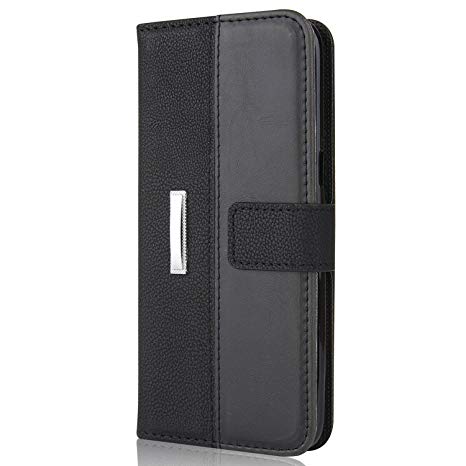 for Samsung Galaxy S6 5.1" Case,Luxury Retro Hybrid Leather Magnetic Flip Wallet Case,360 Full Protective Stand Card Case Cover For Galaxy S6 Black