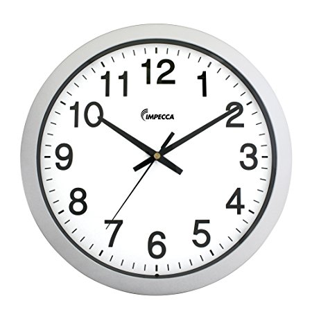 Impecca WCW144S 14 Inch Sweep Movement Wall Clock Silver Frame