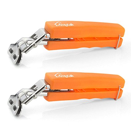 (2 Packs) Retriever Tongs, AmyTalk Kitchen Stainless Steel Exquisite Bowl Pot Pan Gripper Clip Plate Retriever Tongs for Hot Dishs (Orange)