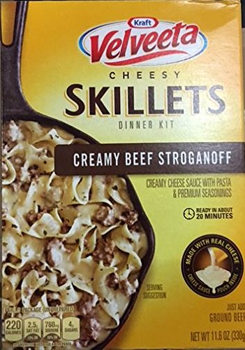 Velveeta Kraft Cheesy Skillets Dinner Kit Box, Creamy Beef Stroganoff, 11.6 Ounce