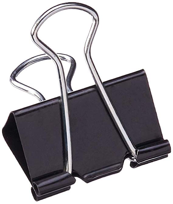 Universal Medium Binder Clips, Steel Wire, 5/8" Cap., 1-1/4" Wide-Black/Silver, 12 ct