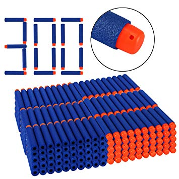 Dreampark Refill Bullet Darts 300 PCS for N-Strike Elite Blasters Nerf Guns Standard Size and Soft Hollow Rubber Tips for Kids Toys ( Blue )