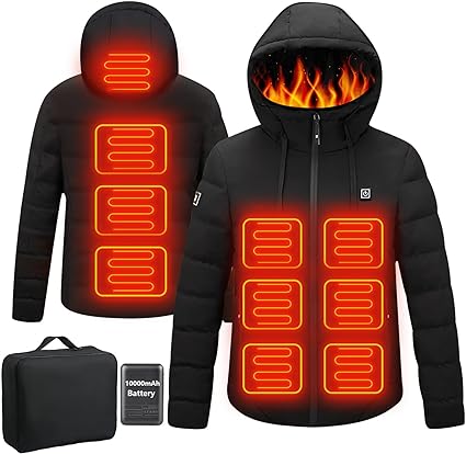 Qdreclod Heated Jackets for Men Women with Battery Pack 10000mAh, Electric Heated Coat for Men Women Heating Coat Heat Jacket